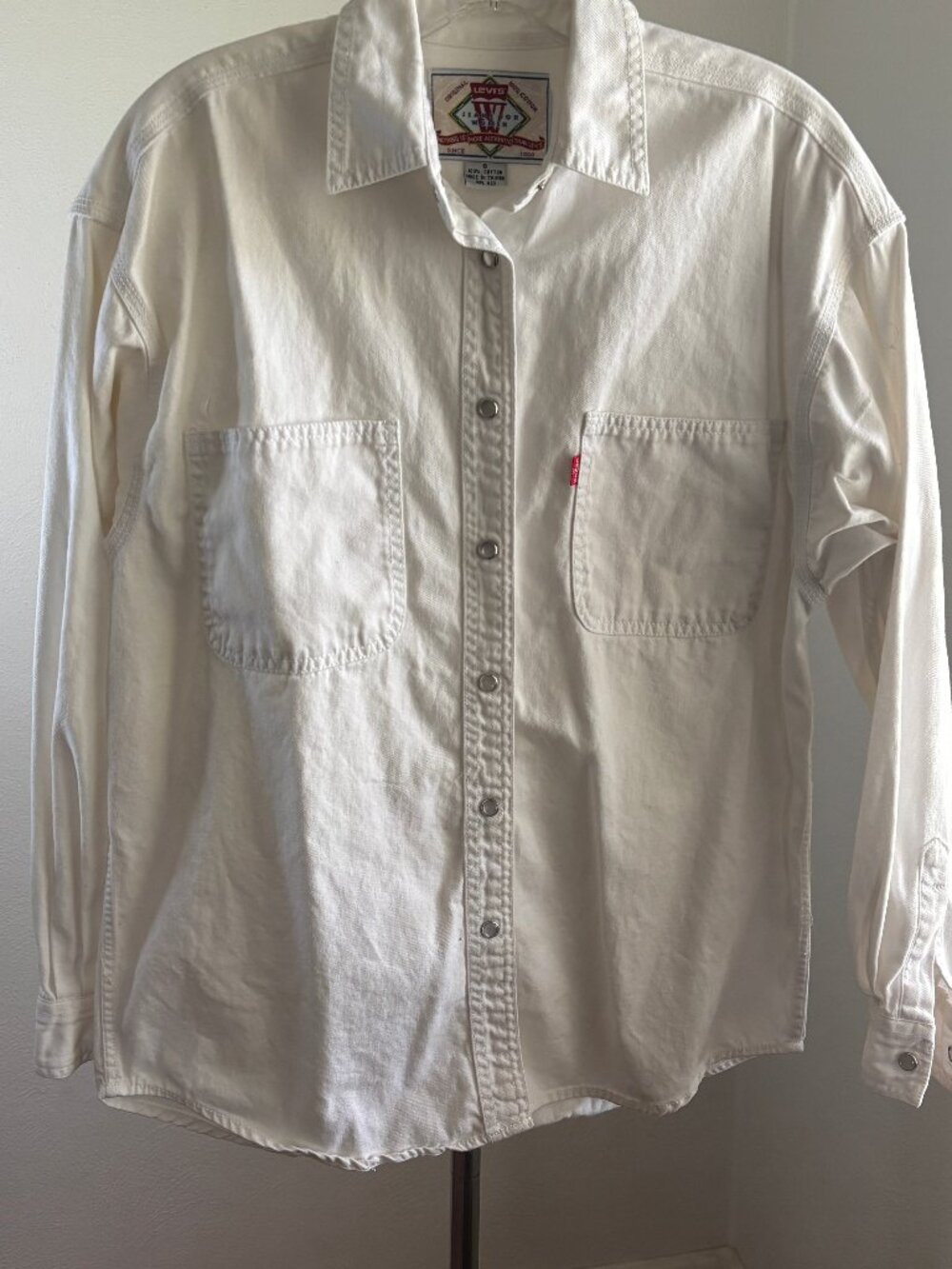 Levi's Jeans for Women Off-white Denim Shirt with Snaps Size Small